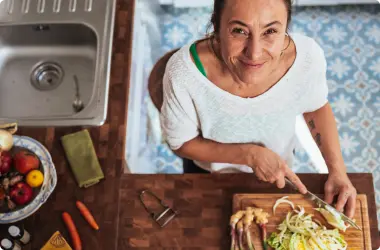 Woman chopping vegetables